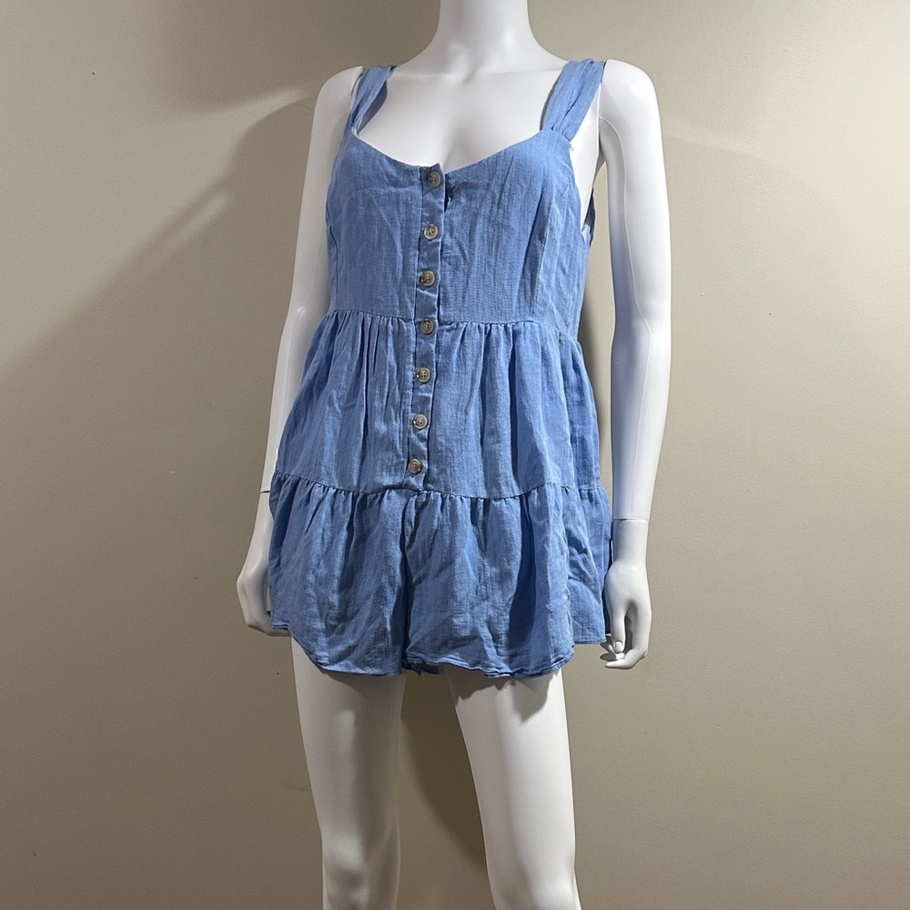 Urban Outfitters Size Large Blue Button-Front Romper